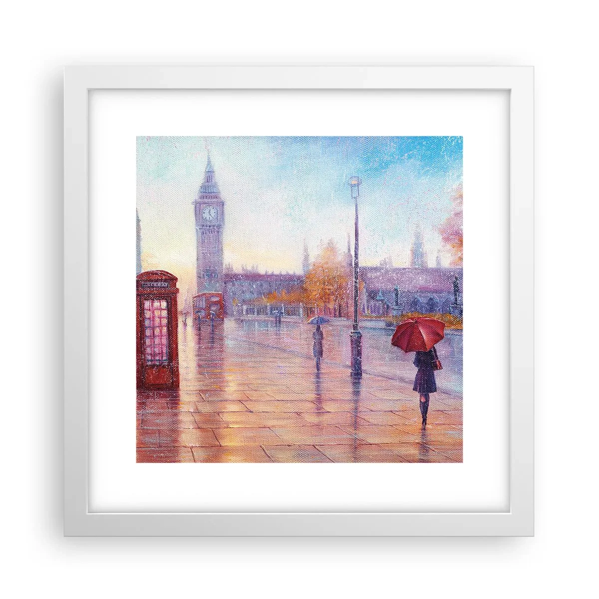 Poster în ramă albă - O zi de toamnă londoneză - 30x30 cm