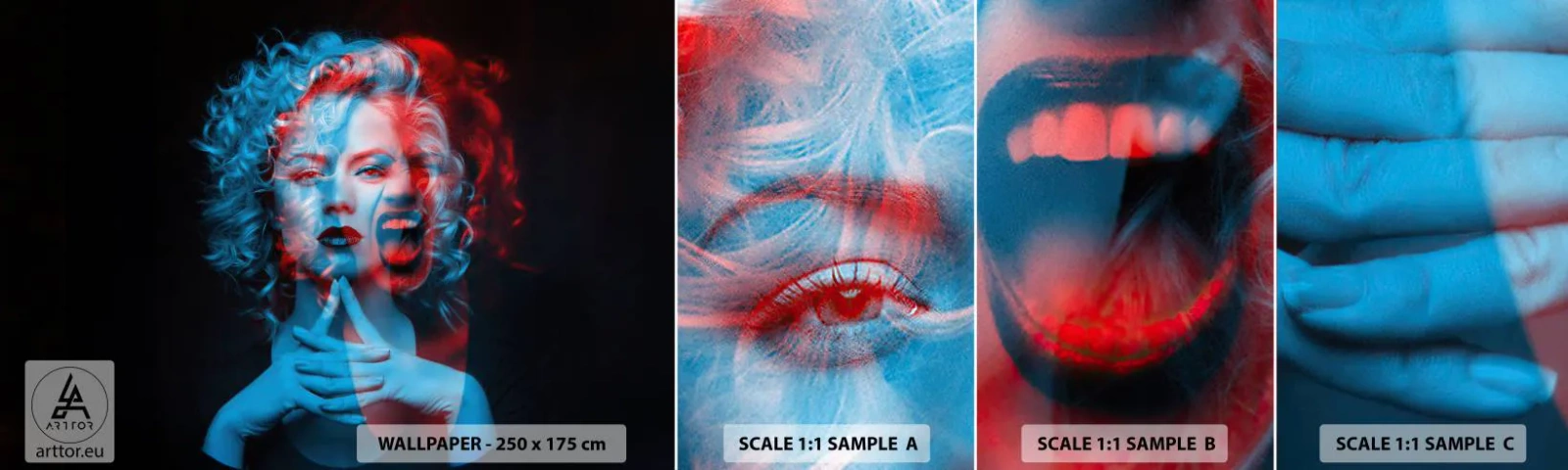 Mostră tapet autocolant Deluxe Sticker - Alter ego - Abstracția, Femeie, Chipul de femeie - 100x30 cm