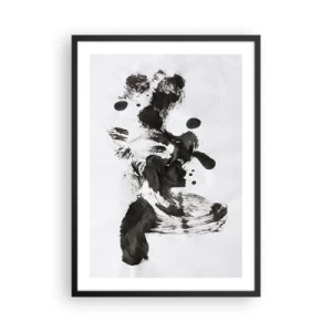Poster în ramă neagră - Abstracție alb-negru în stilul expresionismului - 50x70cm - Metodă în nebunie? - Decorațiune modernă pentru perete pentru living și dormitor ARTTOR