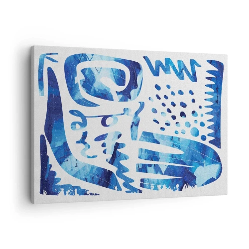 Tablou pe pânză Canvas - Model abstract în nuanțe de albastru - 70x50cm - Înapoi la rădăcini - Decorațiune modernă pentru perete pentru living și dormitor ARTTOR
