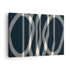 Tablou pe pânză Canvas - Linii geometrice în nuanțe deschise pe un fundal întunecat - 70x50cm - Încercare de străpungere a întunericului - Decorațiune modernă pentru perete pentru living și dormitor ARTTOR