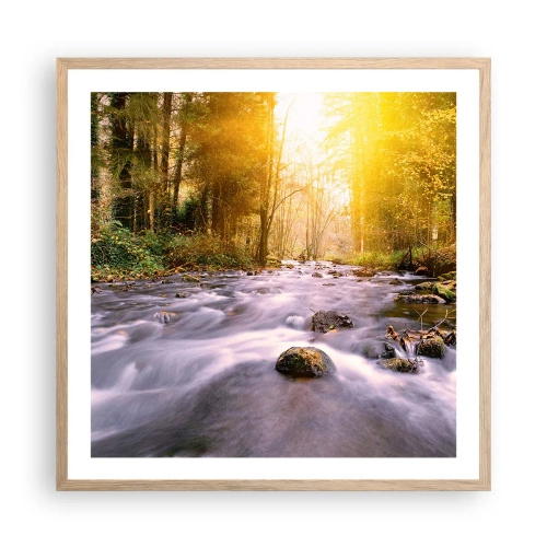 Poster în ramă de stejar deschis - Malachit în rame de argint și aur - 60x60 cm