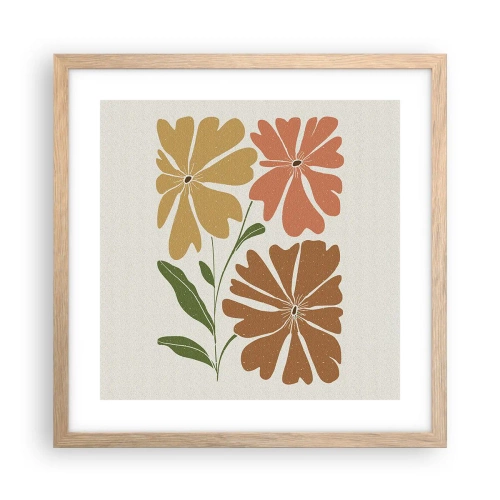 Poster în ramă de stejar deschis - Natură și geometrie - 40x40 cm