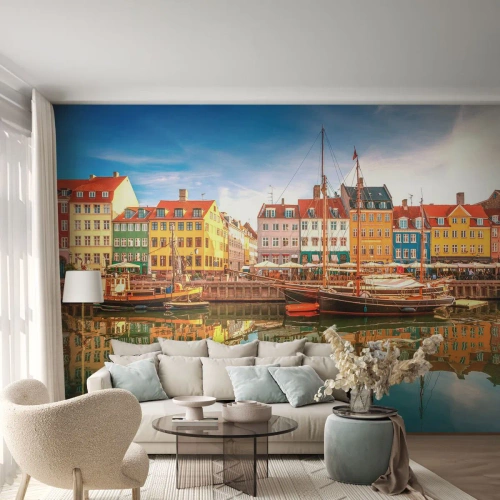 Tapet Premium Sand - Spre o apă netedă ca o oglindă - Peisaj, Arhitectură, Copenhaga - 200x140 cm