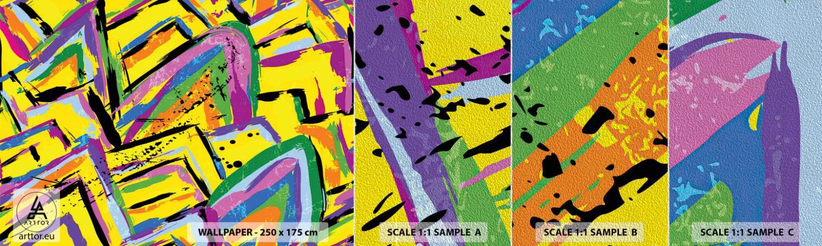 Mostră tapet Premium Sand - Strigă de bucurie - Abstracția, Bucată, Pictura - 100x30 cm