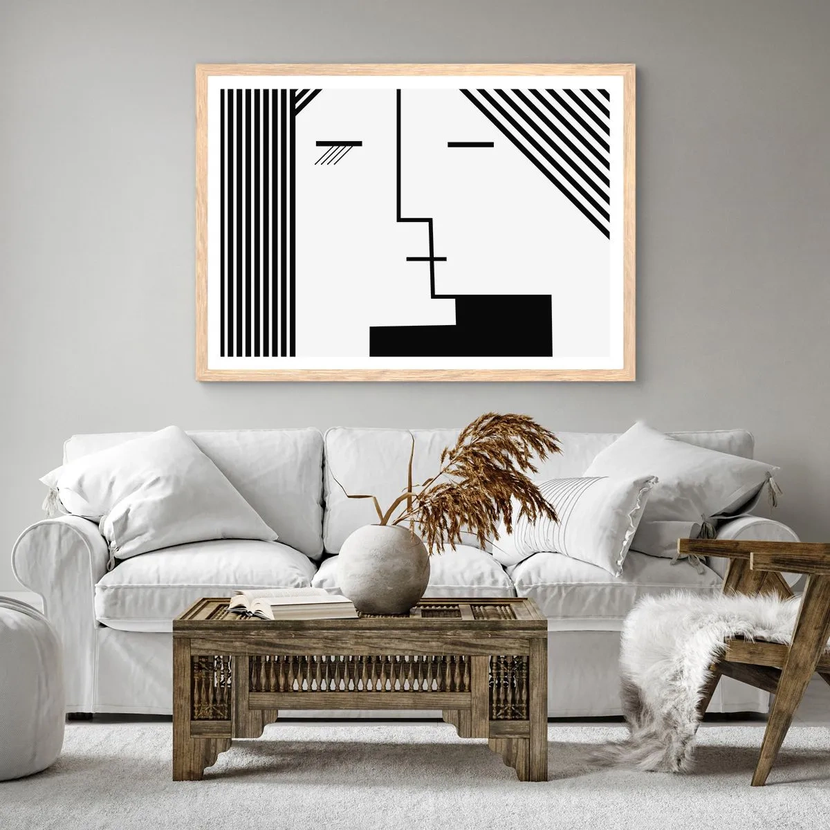 Poster în ramă de stejar deschis - Doar un sărut - 40x30 cm
