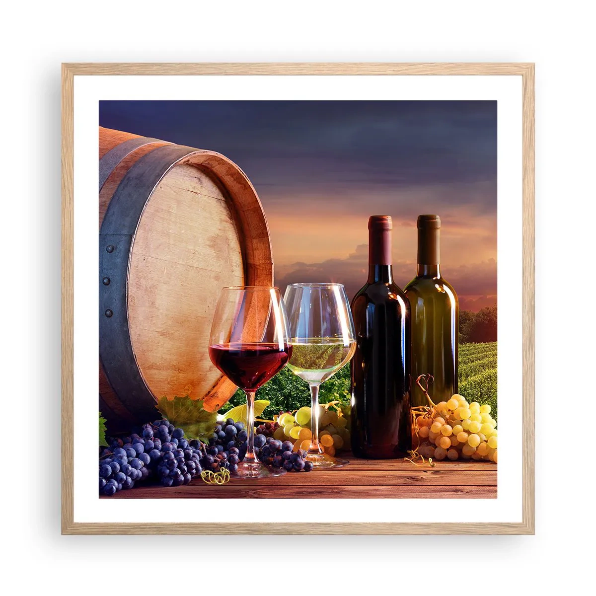 Poster în ramă de stejar deschis - Aici viața are un gust - 60x60 cm