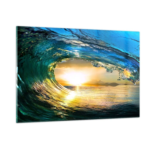 Tablou pe sticlă - În cristal de aur și smarald - 120x80 cm