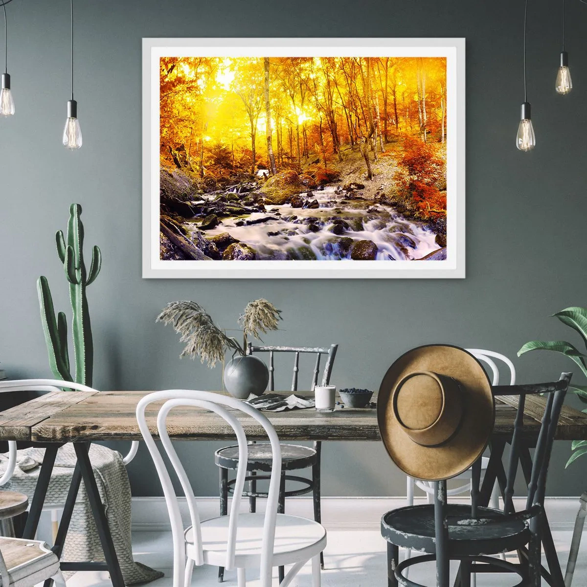 Poster în ramă albă - Pietre montate în aur și platină - 50x40 cm