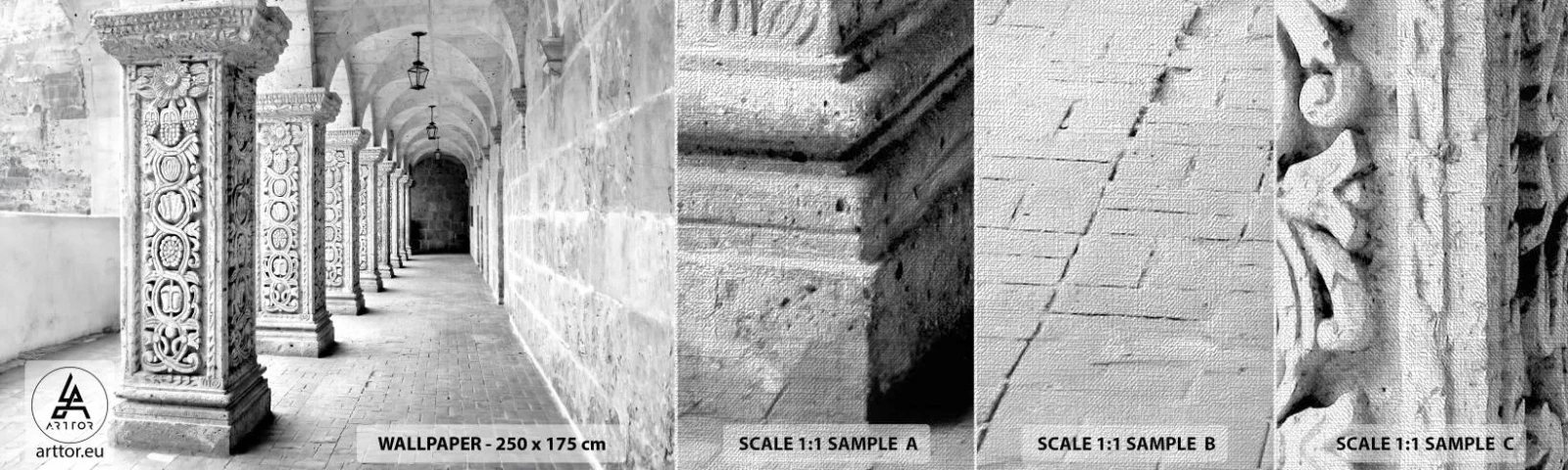 Mostră tapet Premium Canvas - Și încotro…? - Arhitectură, Bucată, alb-negru - 100x30 cm