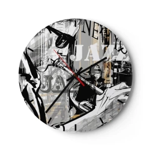 Ceas de perete - Ceas pe sticlă - În ritmul New York-ului - 30x30 cm