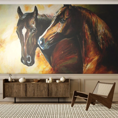 Tapet Premium Canvas - De două ori mai fermecător - Animale, Cai, Natură - 450x315 cm