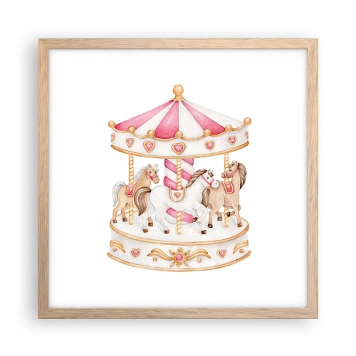 Poster în ramă de stejar deschis - Lumea dulce a copilăriei - 40x40 cm