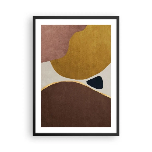 Poster în ramă neagră - Compoziție geometrică abstractă în culori calde - 50x70cm - Abstracție - un loc în spațiu - Decorațiune modernă pentru perete pentru living și dormitor ARTTOR