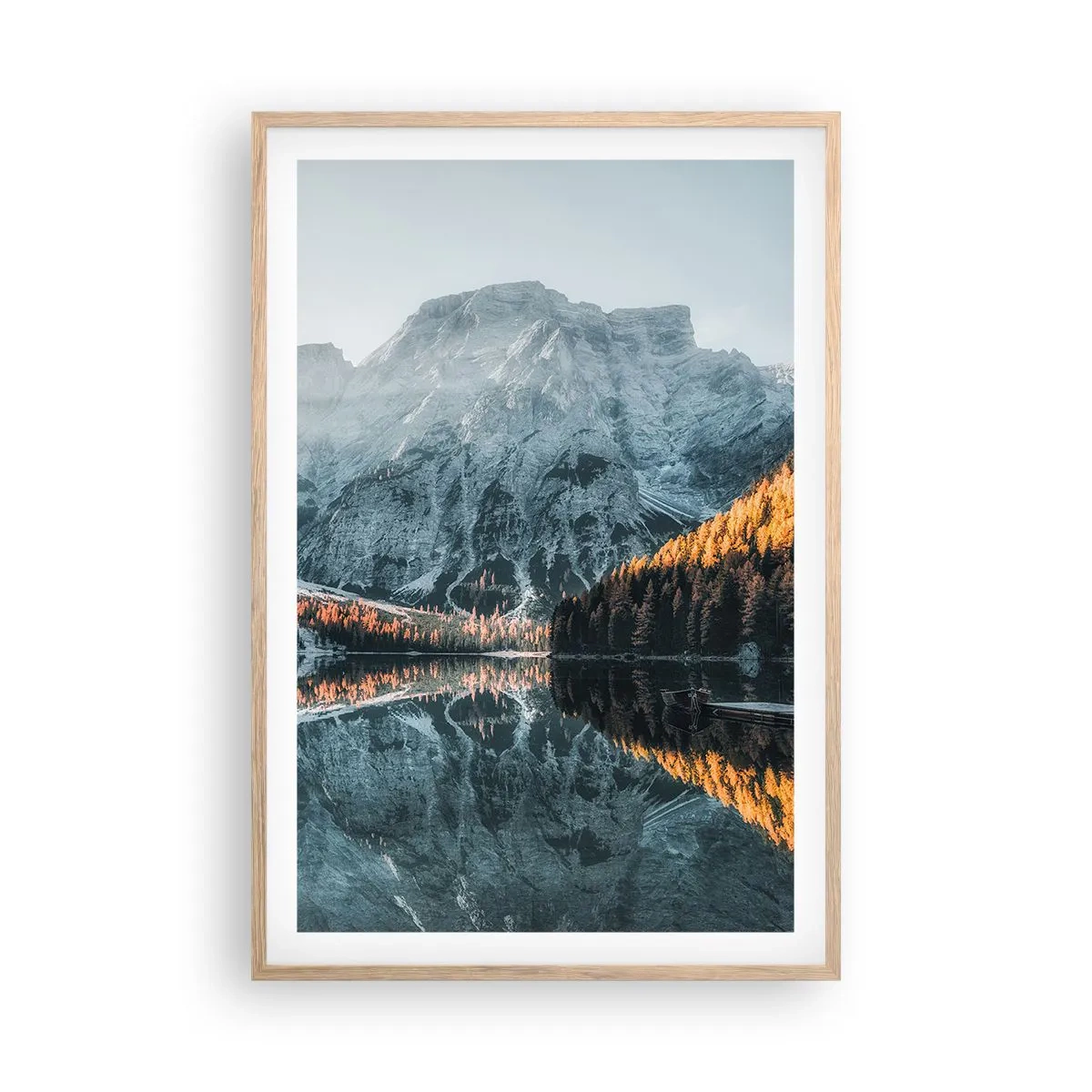 Poster în ramă de stejar deschis - Peisaj în oglindă - 61x91 cm