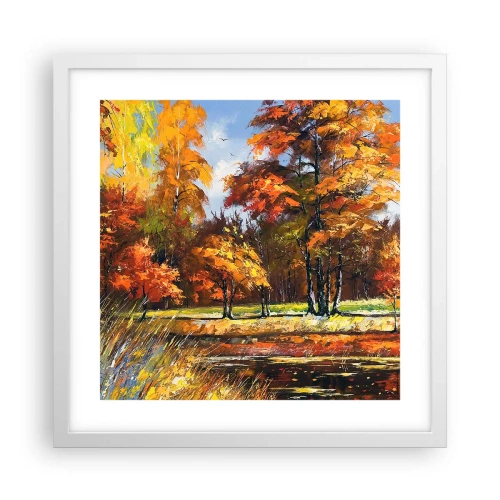 Poster în ramă albă - Peisaj în aur și bronz - 40x40 cm