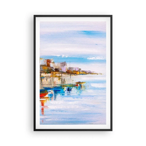 Poster în ramă neagră - Port urban multicolor - 61x91 cm