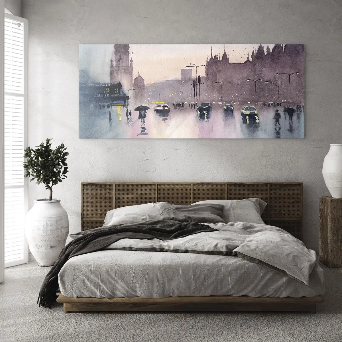 Tablou pe sticlă - Într-o ceață ploioasă - 100x40 cm