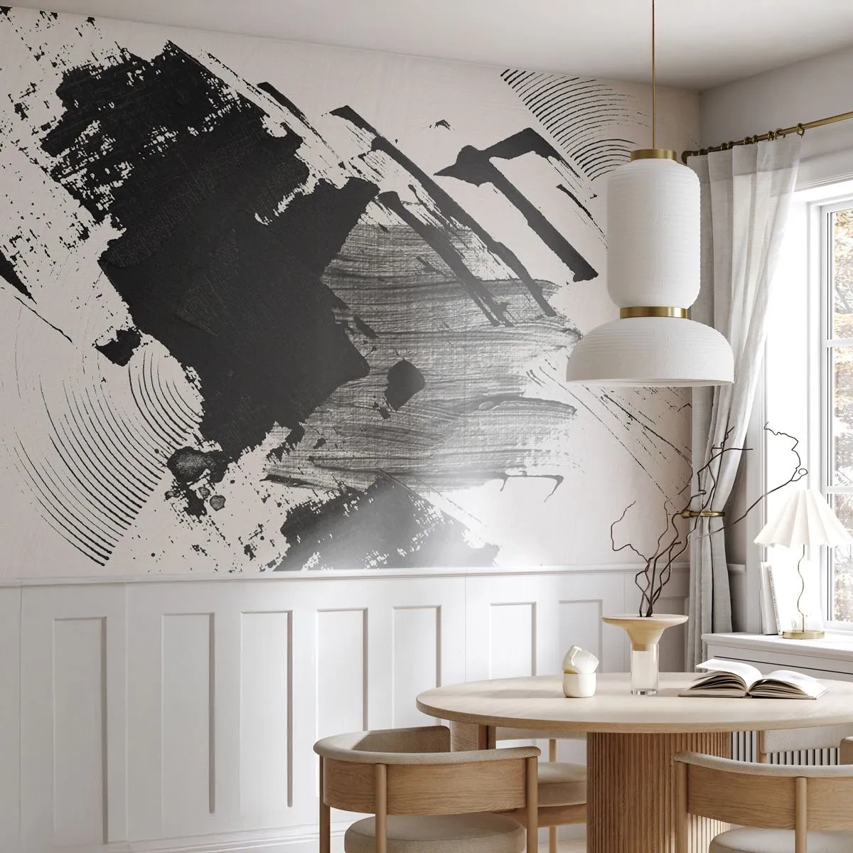 Tapet Standard Eco - Abstracție - expresie de negru - Bucată, Modern, alb-negru - 150x105 cm