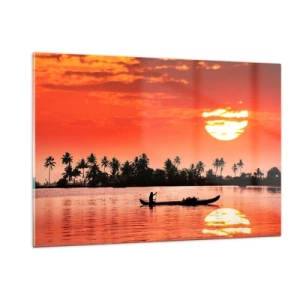 Tablou pe sticlă - Liniștea tropicelor la apus de soare - 120x80 cm