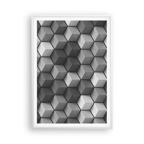 Poster în ramă albă - Puzzle cubist - 70x100 cm