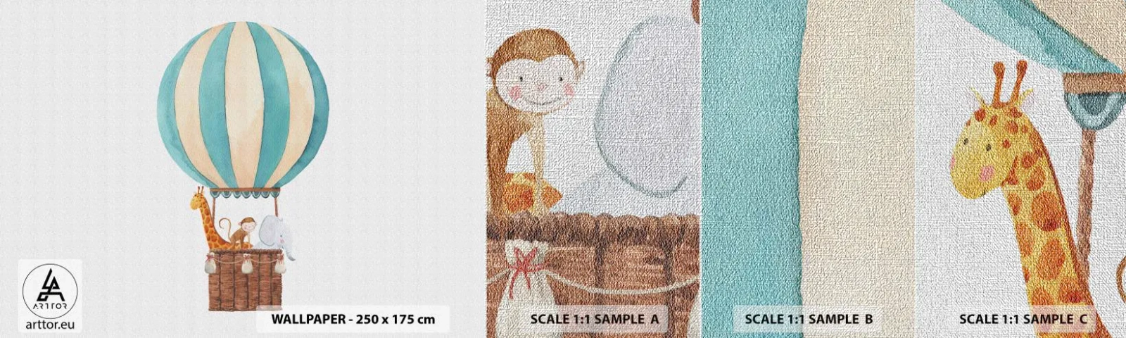 Mostră tapet Premium Canvas - O călătorie fantastică - Balon, Pentru copii, Epocă - 100x30 cm