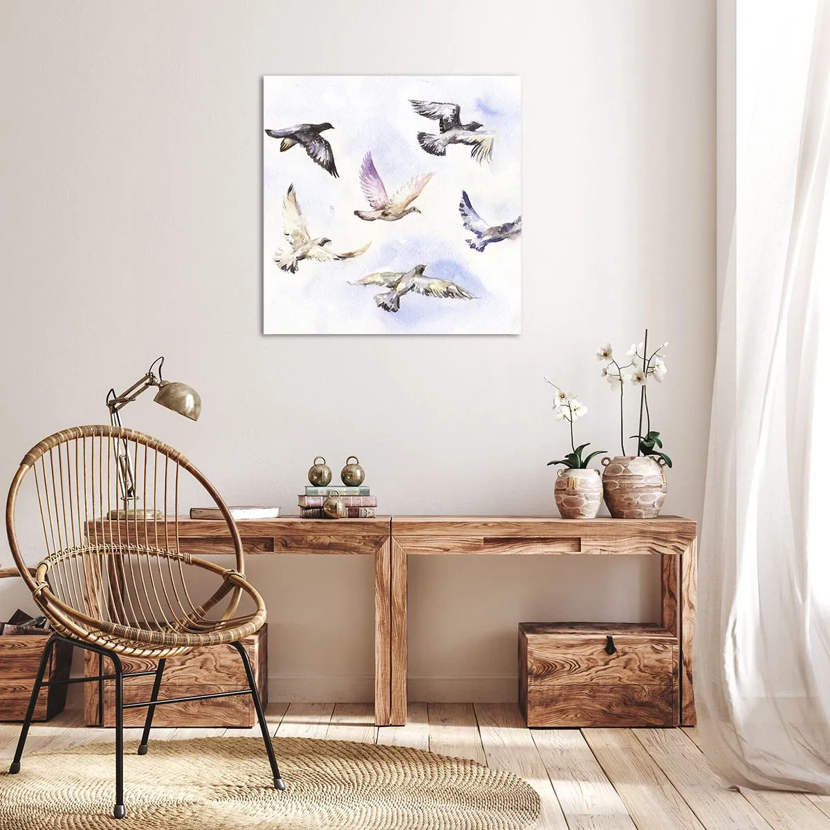 Tablou pe pânză - Libertatea în gri și albastru - 40x40 cm