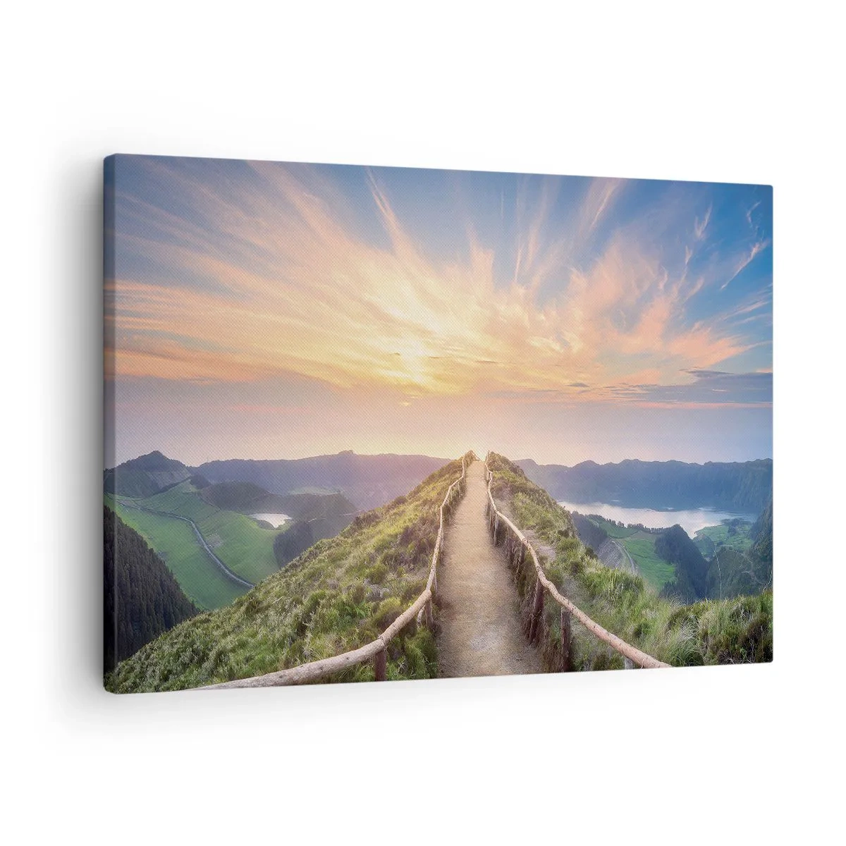 Tablou pe pânză Canvas - O potecă pitorească pe un deal cu vedere la apus - 70x50cm - Aproape de cer - Decorațiune modernă pentru perete pentru living și dormitor ARTTOR