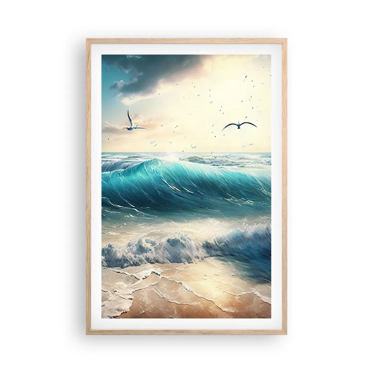 Poster în ramă de stejar deschis - Sunetul valurilor doar pentru tine - 61x91 cm