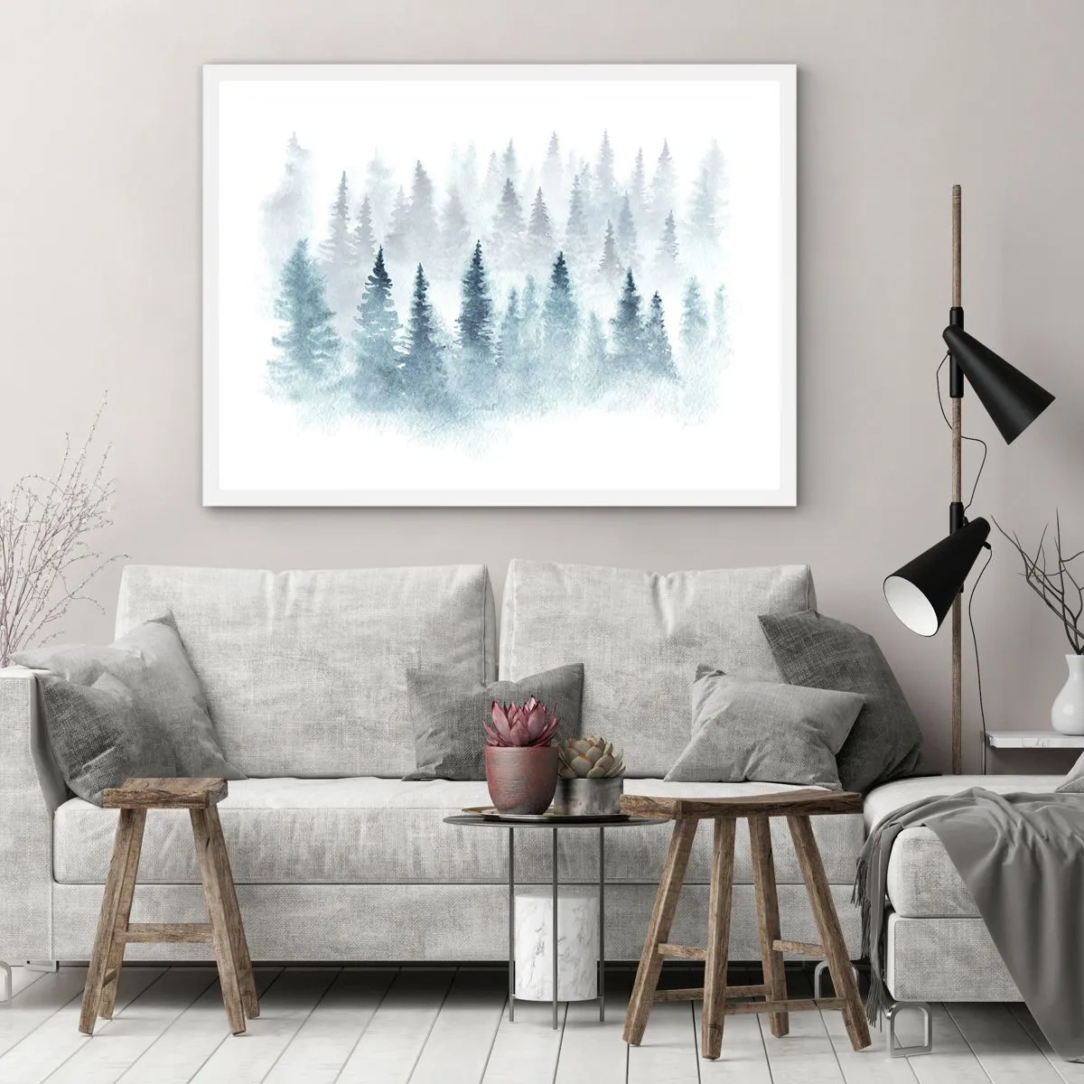 Poster în ramă albă - Înfășurate în ceață - 40x30 cm