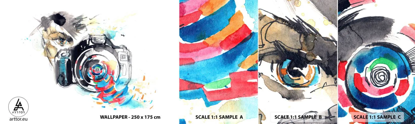 Mostră de Tapet Standard Eco - În ochiul obiectivului - Abstracția, aparat foto, Fotograf - 100x30 cm