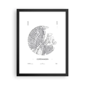 Poster în ramă neagră - Anatomia Copenhagăi - 30x40 cm