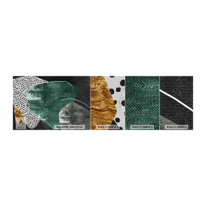 Mostră tapet autocolant Deluxe Sticker - Abstracție colorată cu fulgi de aur - Abstracția, Textură, Colaj - 100x30 cm