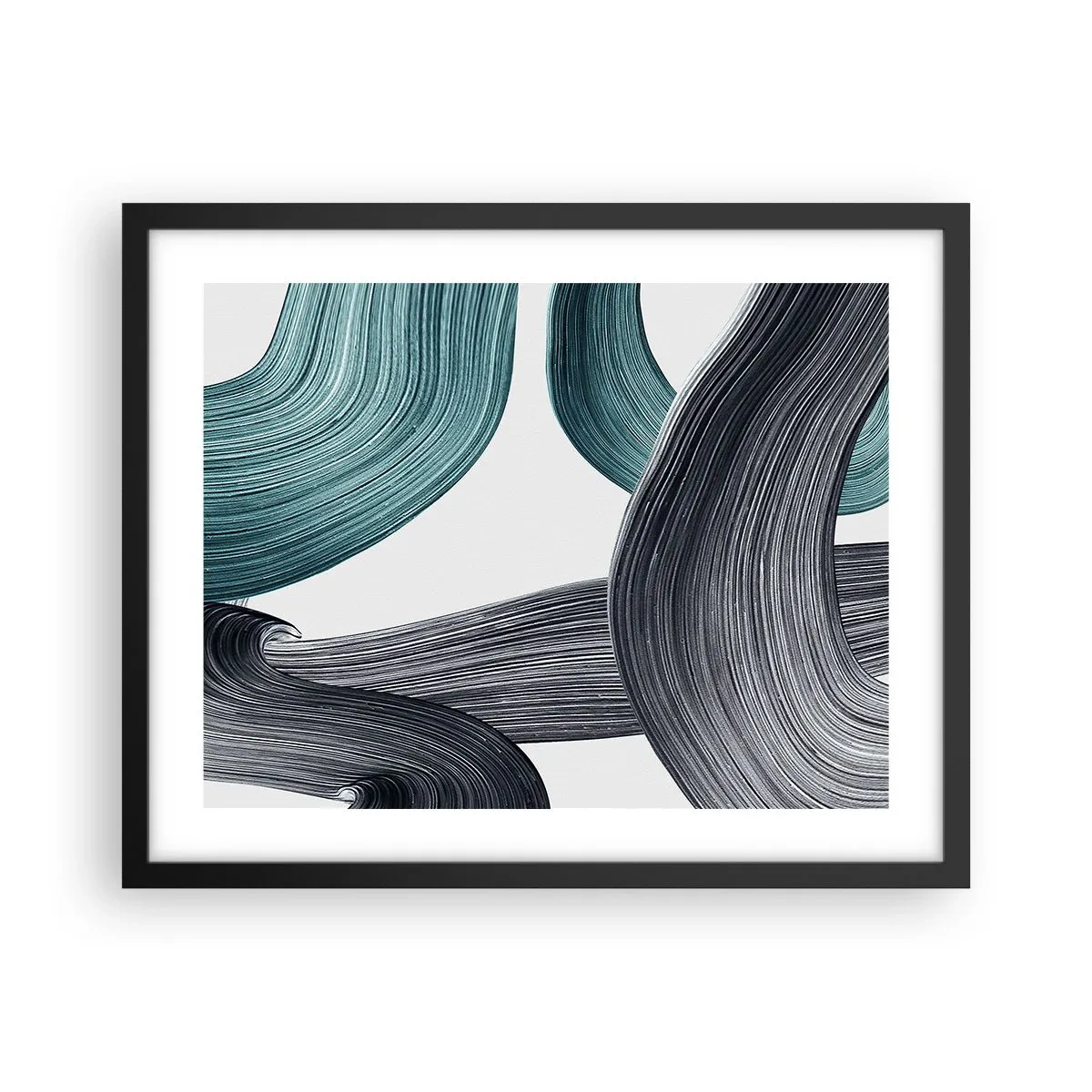 Poster în ramă neagră - Trasee de smarald și negru - 50x40 cm