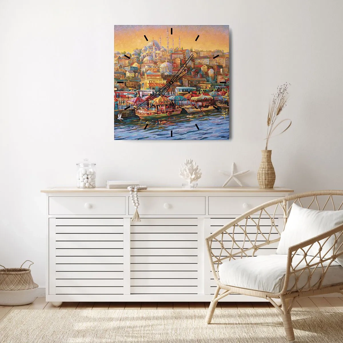 Ceas de perete - Ceas pe sticlă - O poveste din Istanbul - 30x30 cm