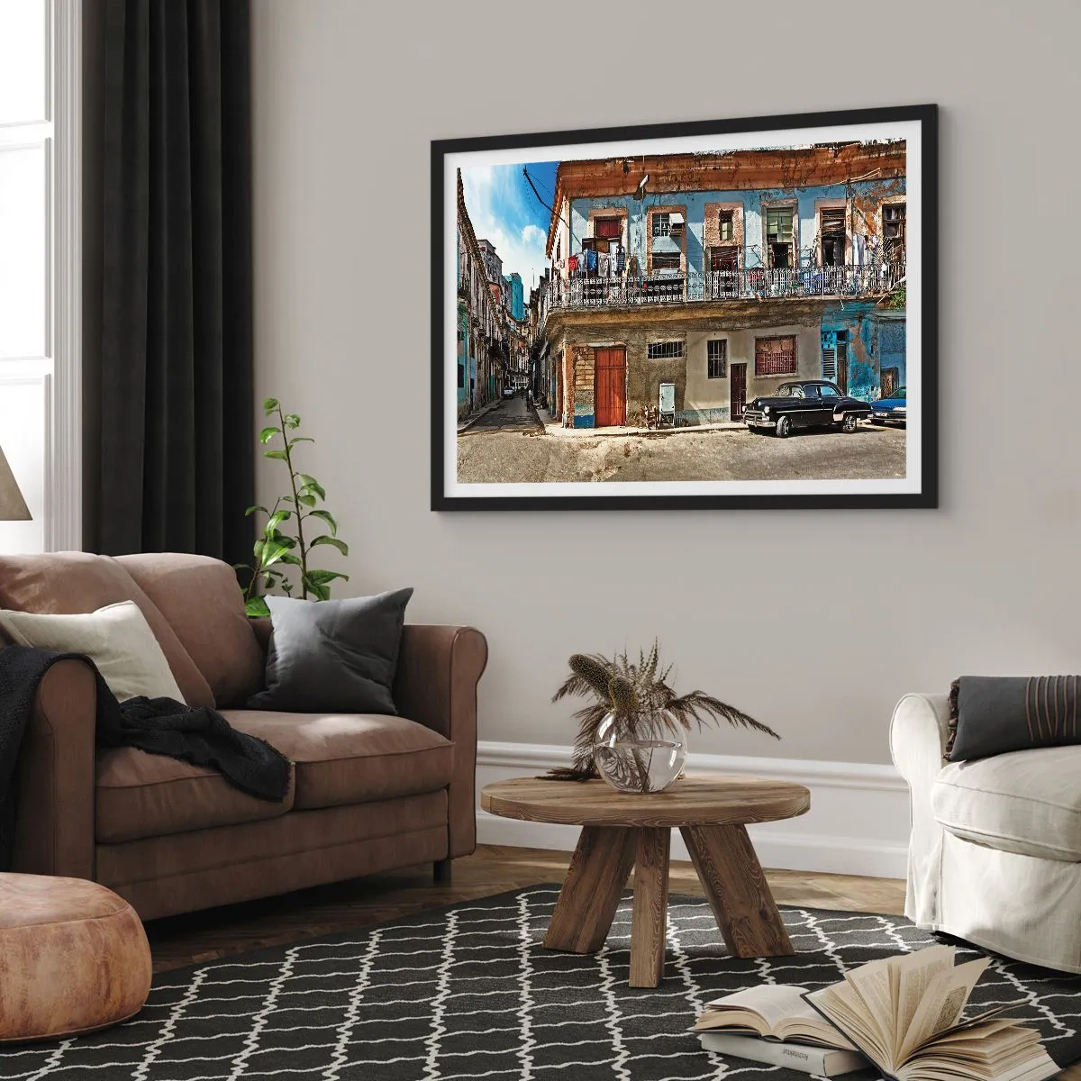 Poster în ramă neagră - Sentimente cubaneze - 100x70 cm
