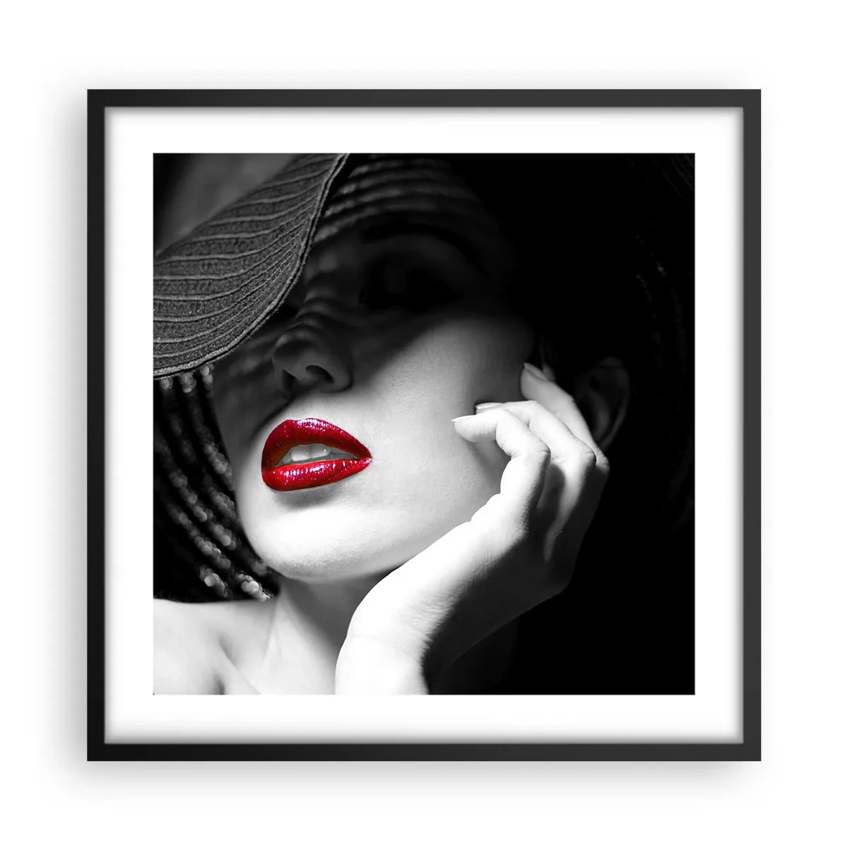 Poster în ramă neagră - Studiu în stacojiu - 50x50 cm