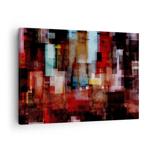 Tablou pe pânză Canvas - Abstracție geometrică în nuanțe intense de roșu - 70x50cm - Totul și nimic - Decorațiune modernă pentru perete pentru living și dormitor ARTTOR
