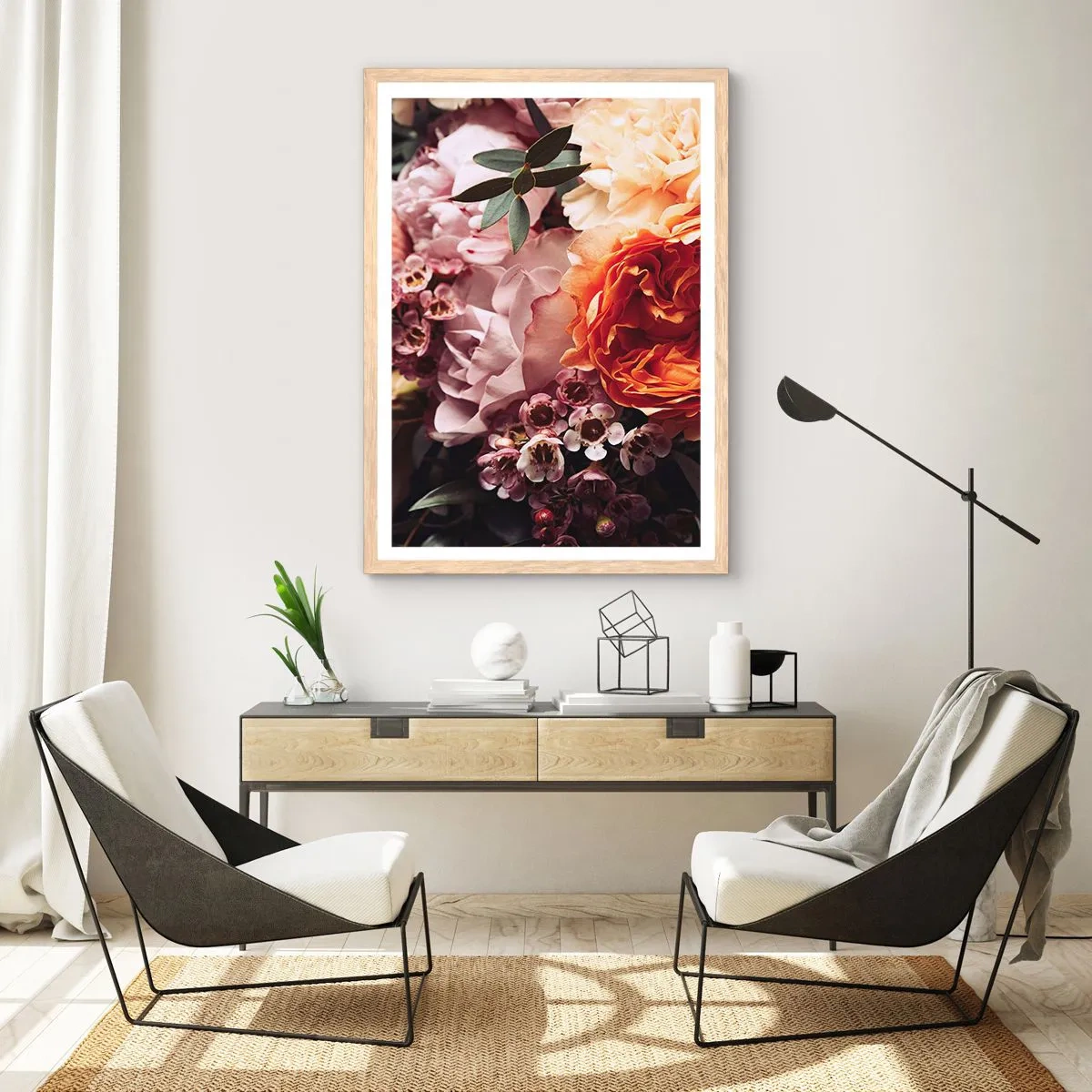 Poster în ramă de stejar deschis - Înghesuite în frumusețe - 50x70 cm