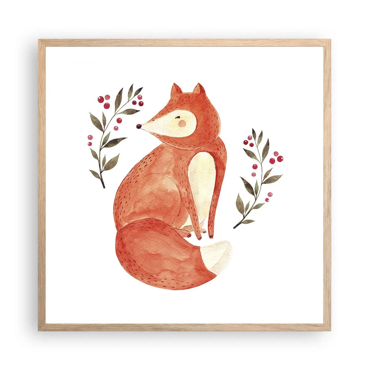 Poster în ramă de stejar deschis - Micuțul roșcat - 60x60 cm