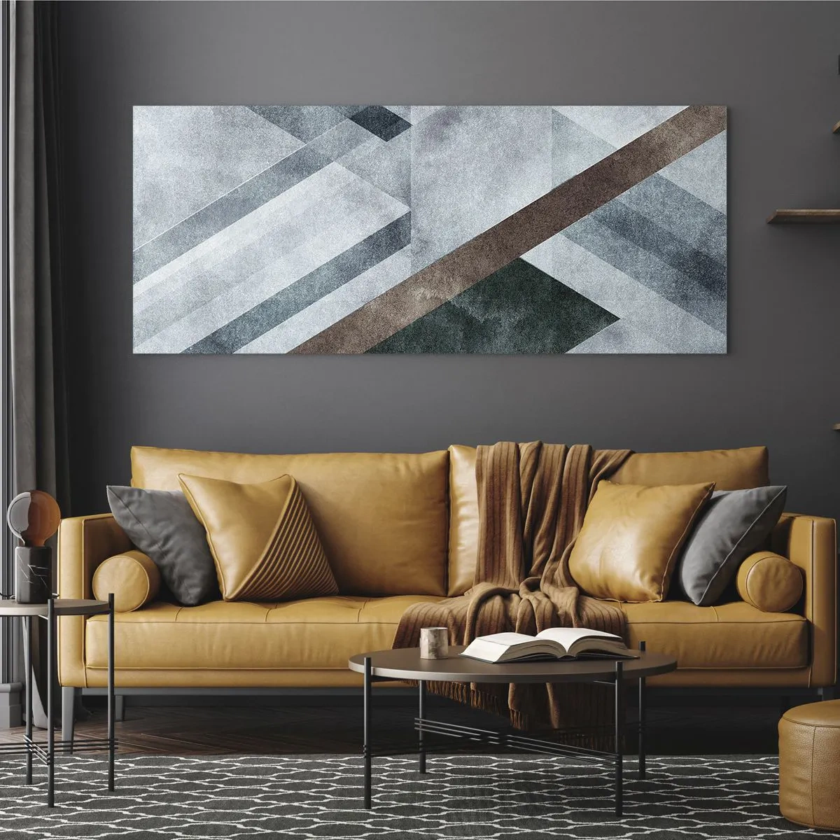 Tablou pe sticlă - Eleganța sofisticată a geometriei - 140x50 cm