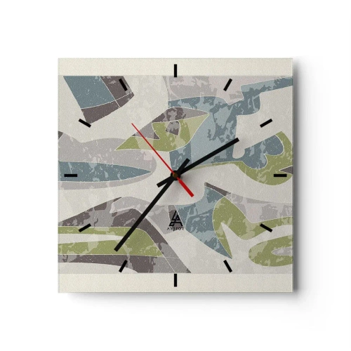 Ceas de perete - Ceas pe sticlă - Compoziție din spatele geamului - 30x30 cm