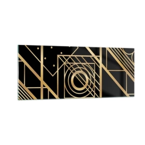 Tablou pe sticlă - Geometrie de aur - 100x40 cm