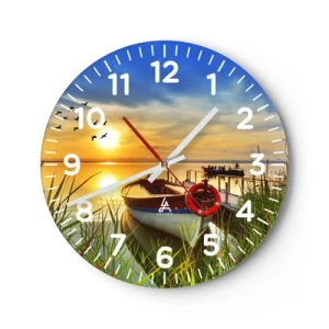 Ceas de perete - Ceas pe sticlă - Cormoranii pleacă deja - 40x40 cm