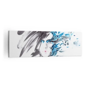 Tablou pe pânză - Portret senzual în gri și albastru - 160x50 cm