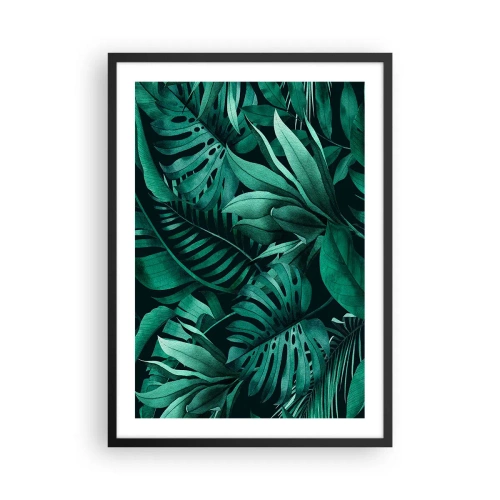 Poster în ramă neagră - Frunze tropicale în nuanțe de verde - 50x70cm - Profunzimea verdelui tropical - Decorațiune modernă pentru perete pentru living și dormitor ARTTOR