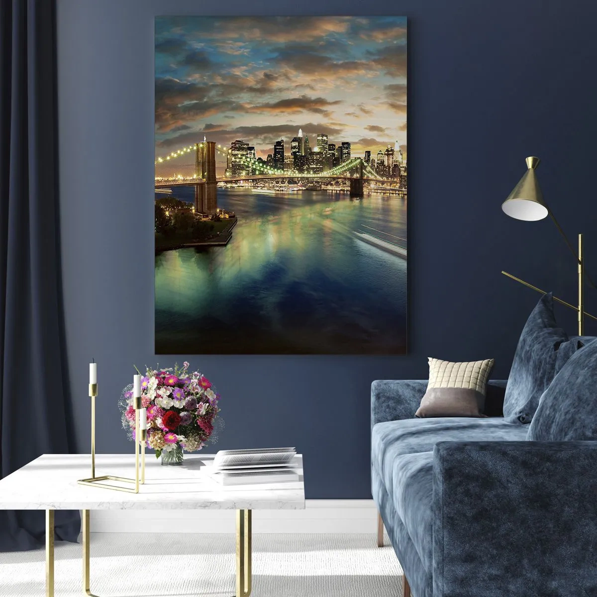 Tablou pe sticlă - O seară luminată deasupra Manhattan-ului - 50x70 cm