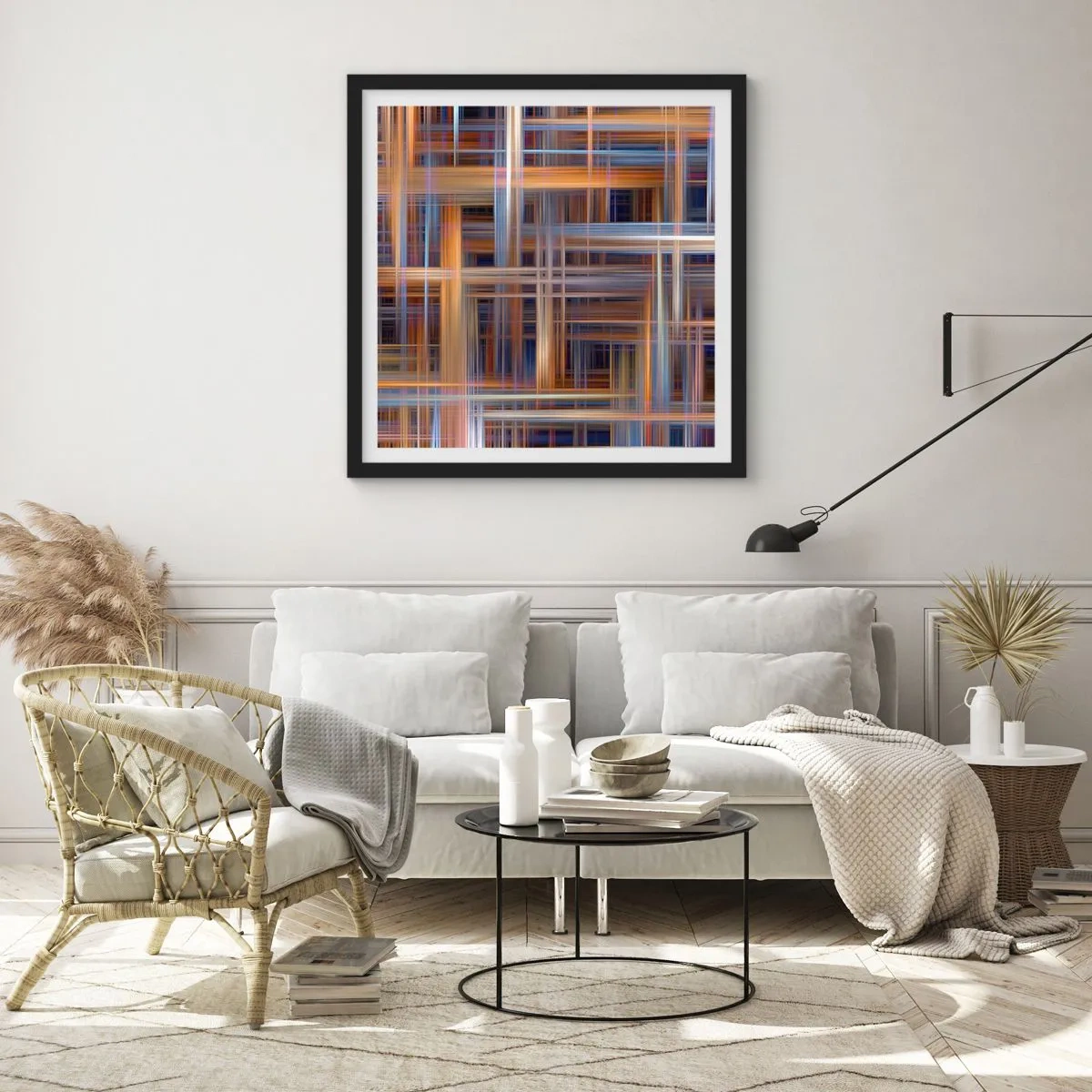 Poster în ramă neagră - Țesut din lumină - 60x60 cm