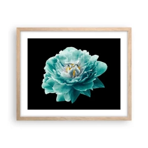 Poster în ramă de stejar deschis - Petale albastre și aurii - 50x40 cm