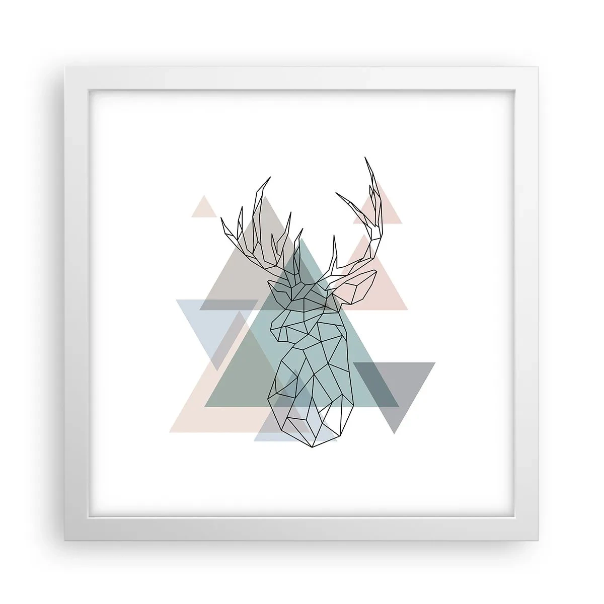Poster în ramă albă - Într-o pădure geometrică - 30x30 cm